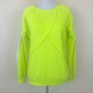 ‼️CLEARANCE‼️ K. Jordan Neon Yellow Lace Up Sleeve Sweatshirt